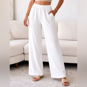 NWT Sincerely Jules White Wide Leg Pull-On Trousers Pants Size M